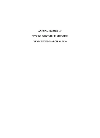 City of Boonville, Missouri ACFR Cover