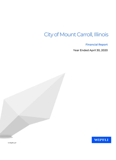 City of Mount Carroll, Illinois ACFR Cover