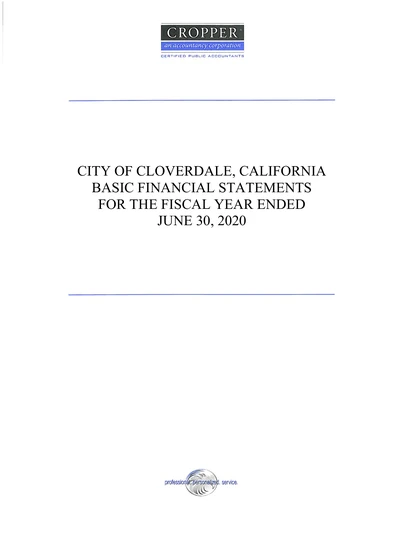 City of Cloverdale ACFR Cover