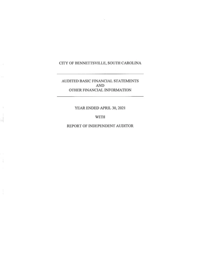 City of Bennettsville, South Carolina ACFR Cover