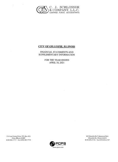 City of Gillespie ACFR Cover
