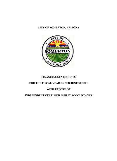 City of Somerton ACFR Cover