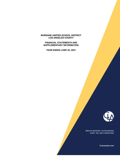 Burbank Unified School District ACFR Cover