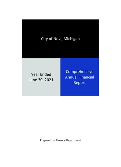City of Novi, Michigan ACFR Cover