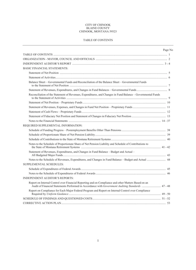 City of Chinook ACFR Cover