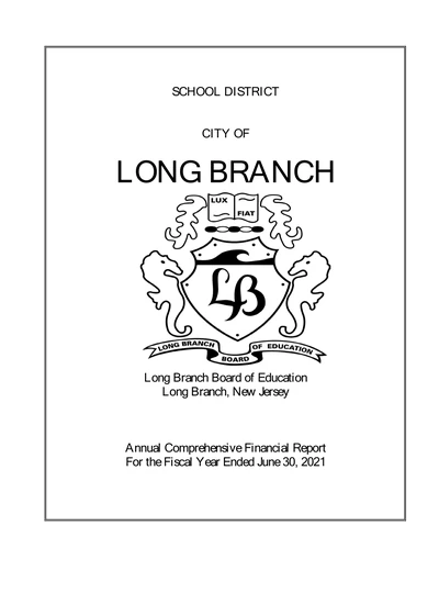 City of Long Branch School District ACFR Cover