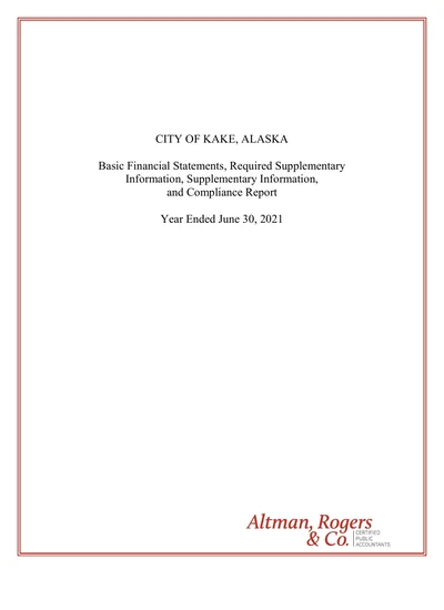 City of Kake ACFR Cover