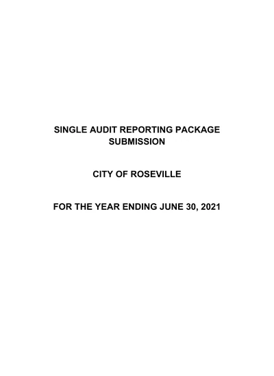 City of Roseville ACFR Cover