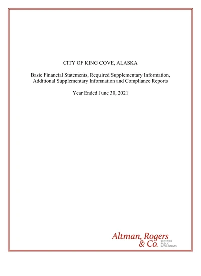City of King Cove ACFR Cover