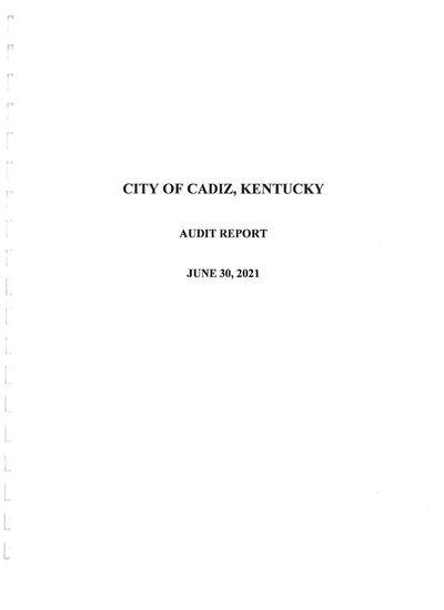 City of Cadiz, Kentucky ACFR Cover