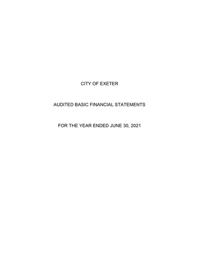 City of Exeter ACFR Cover