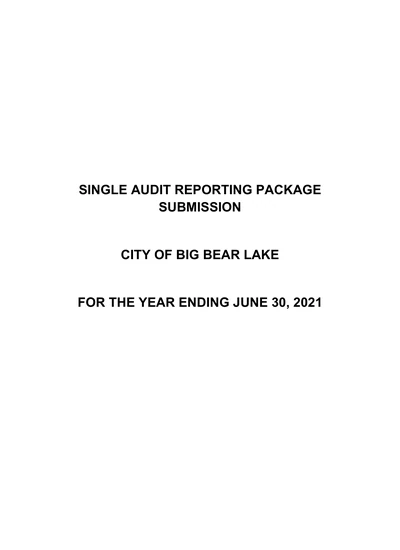 City of Big Bear Lake ACFR Cover