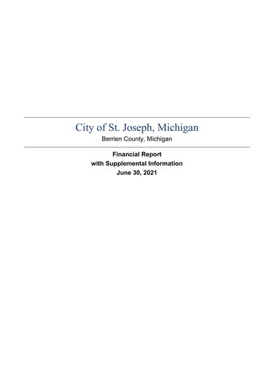 City of St. Joseph, Michigan ACFR Cover
