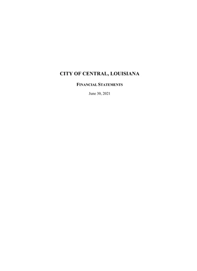 City of Central ACFR Cover