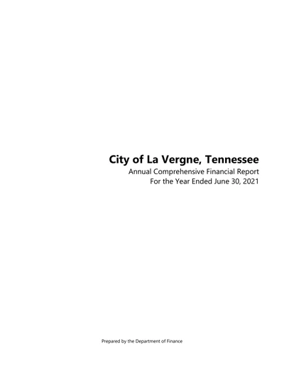 City of Lavergne, Tennessee ACFR Cover