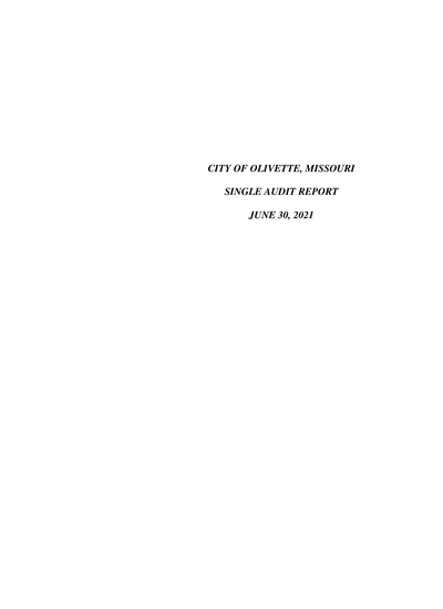 City of Olivette, Missouri ACFR Cover