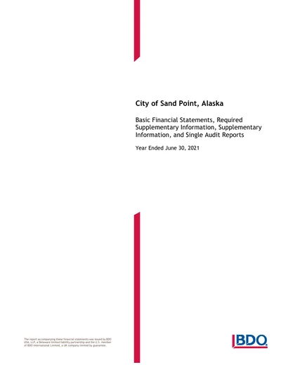 City of Sand Point, Alaska ACFR Cover