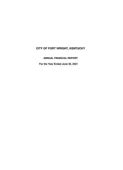 City of Ft. Wright ACFR Cover