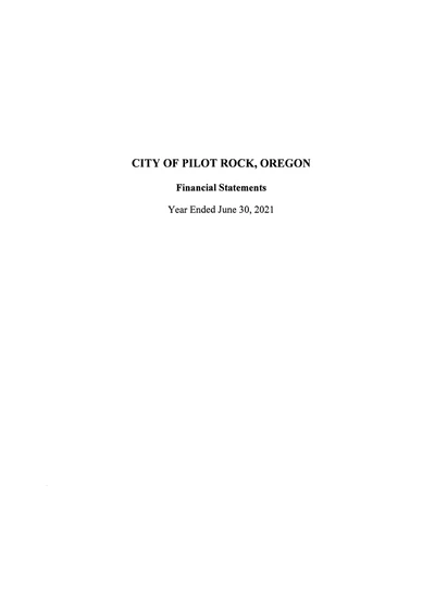 City of Pilot Rock ACFR Cover