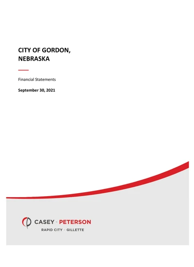 City of Gordon, Nebraska ACFR Cover