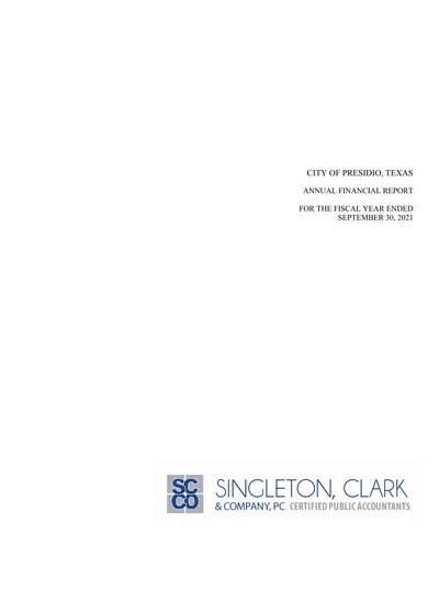 City of Presidio ACFR Cover