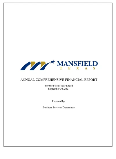 City of Mansfield, Texas ACFR Cover