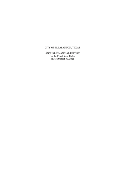 City of Pleasanton, Texas ACFR Cover