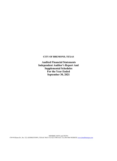 City of Bremond ACFR Cover