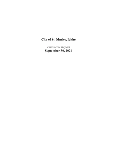 City of St. Maries, Idaho ACFR Cover
