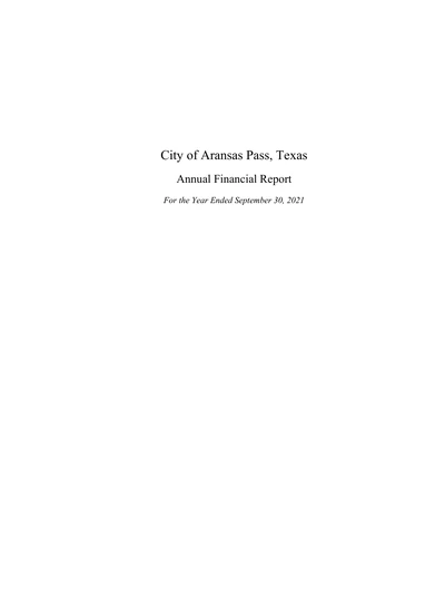 City of Aransas Pass Texas ACFR Cover