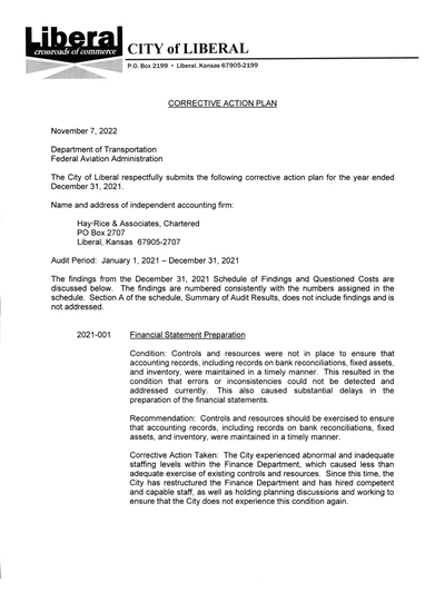 City of Liberal, Kansas ACFR Cover