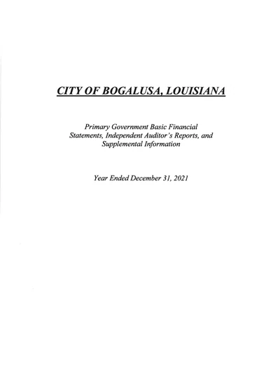 City of Bogalusa ACFR Cover