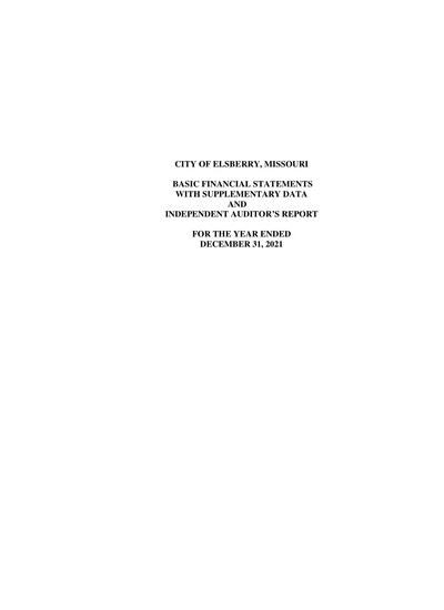 City of Elsberry, Missouri ACFR Cover
