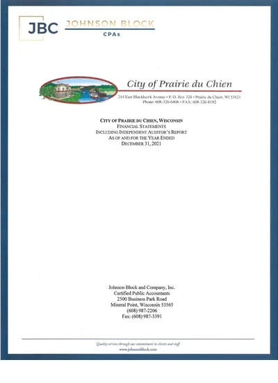 City of Prairie Du Chien ACFR Cover