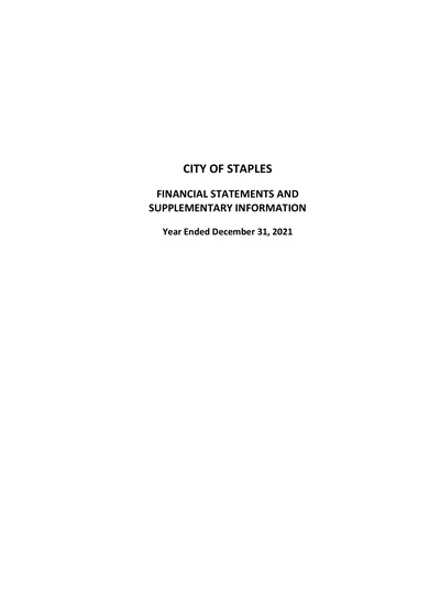 City of Staples ACFR Cover