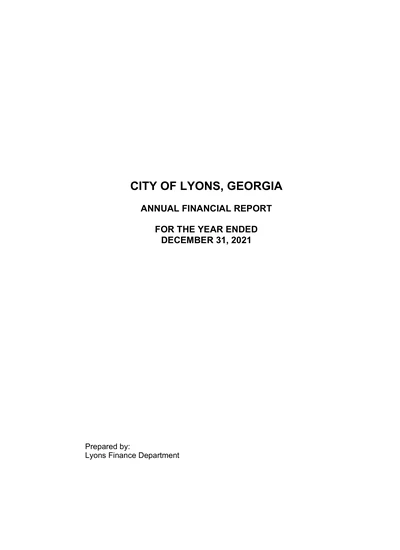 City of Lyons ACFR Cover