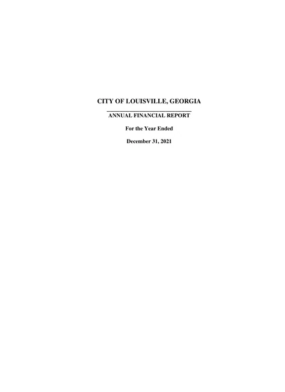 City of Louisville, Georgia ACFR Cover
