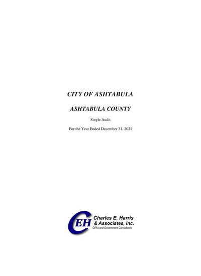 City of Ashtabula ACFR Cover