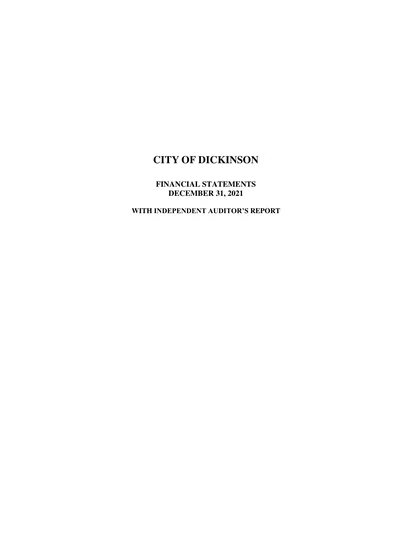 City of Dickinson ACFR Cover