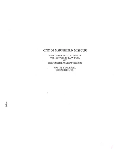 City of Marshfield ACFR Cover