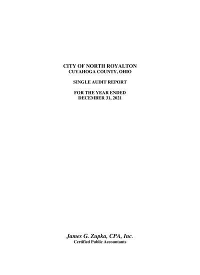 City of North Royalton ACFR Cover