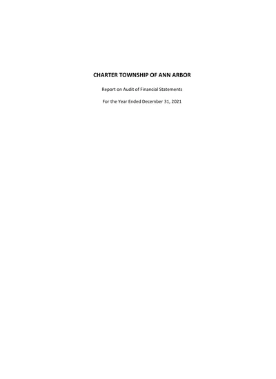 Charter Township of Ann Arbor ACFR Cover