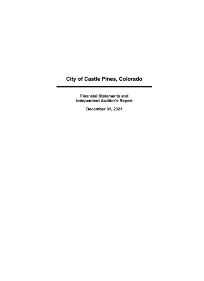City of Castle Pines ACFR Cover