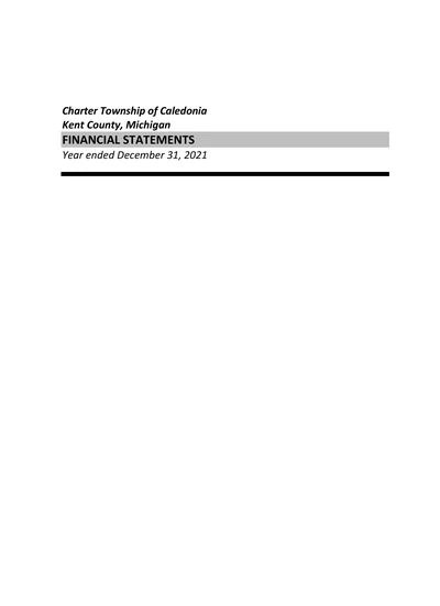 Charter Township of Caledonia ACFR Cover