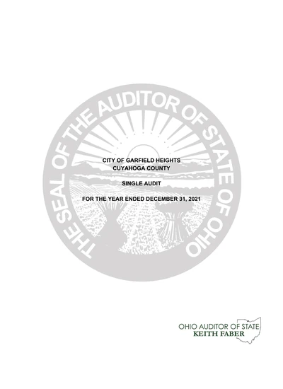 City of Garfield Heights ACFR Cover
