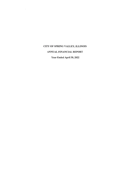 City of Spring Valley ACFR Cover