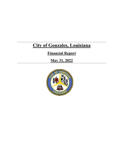City of Gonzales ACFR Cover