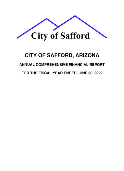 City of Safford ACFR Cover