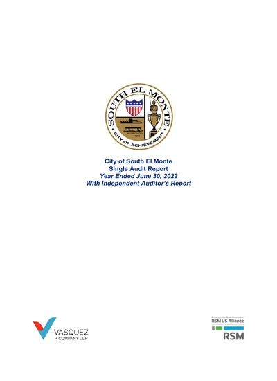 City of South El Monte ACFR Cover