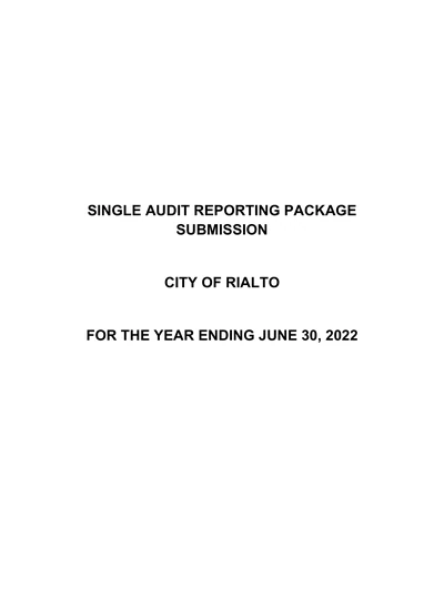 City of Rialto ACFR Cover